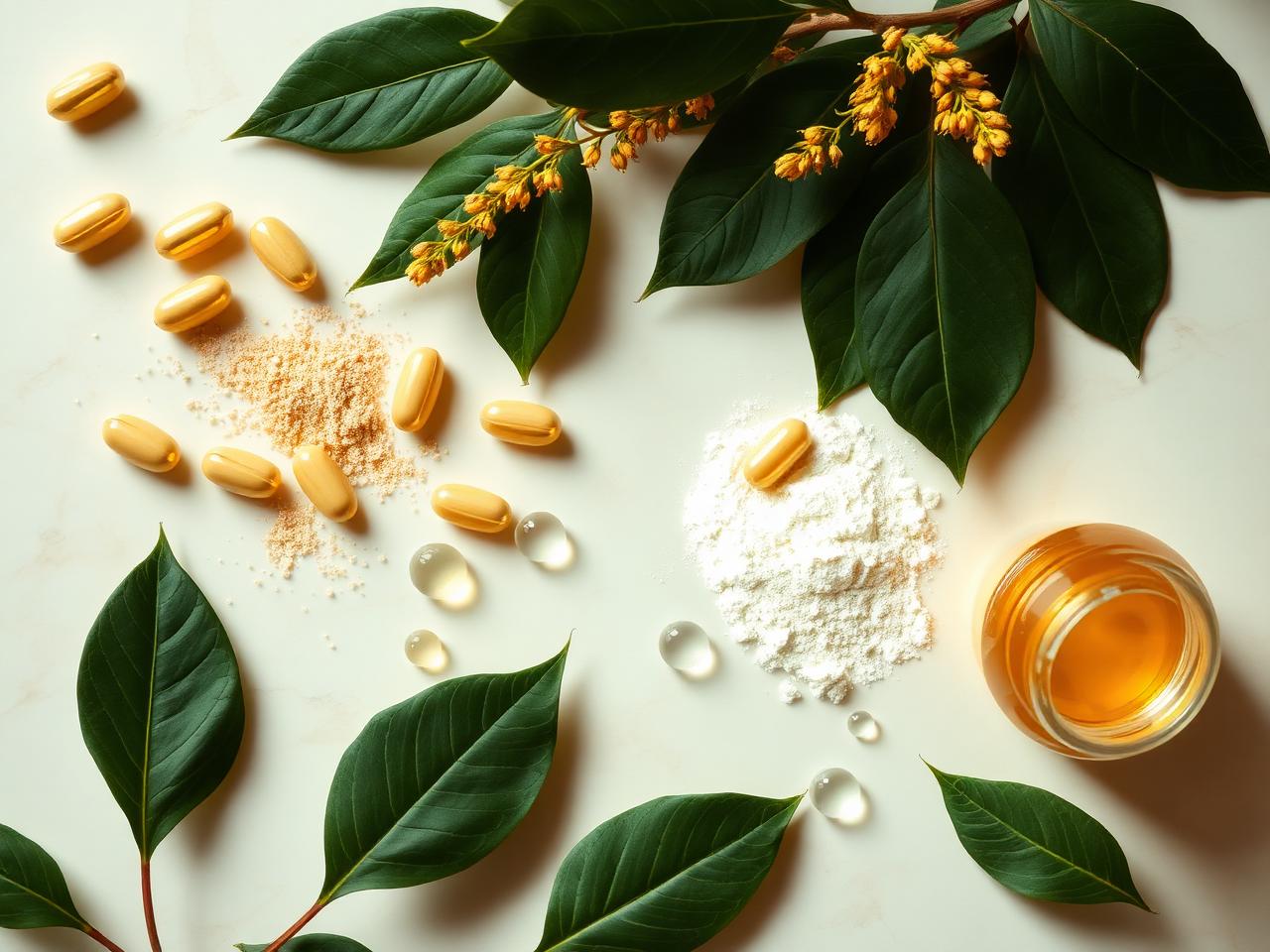 BiomeCell natural ingredients — acacia, botanicals and probiotic capsules