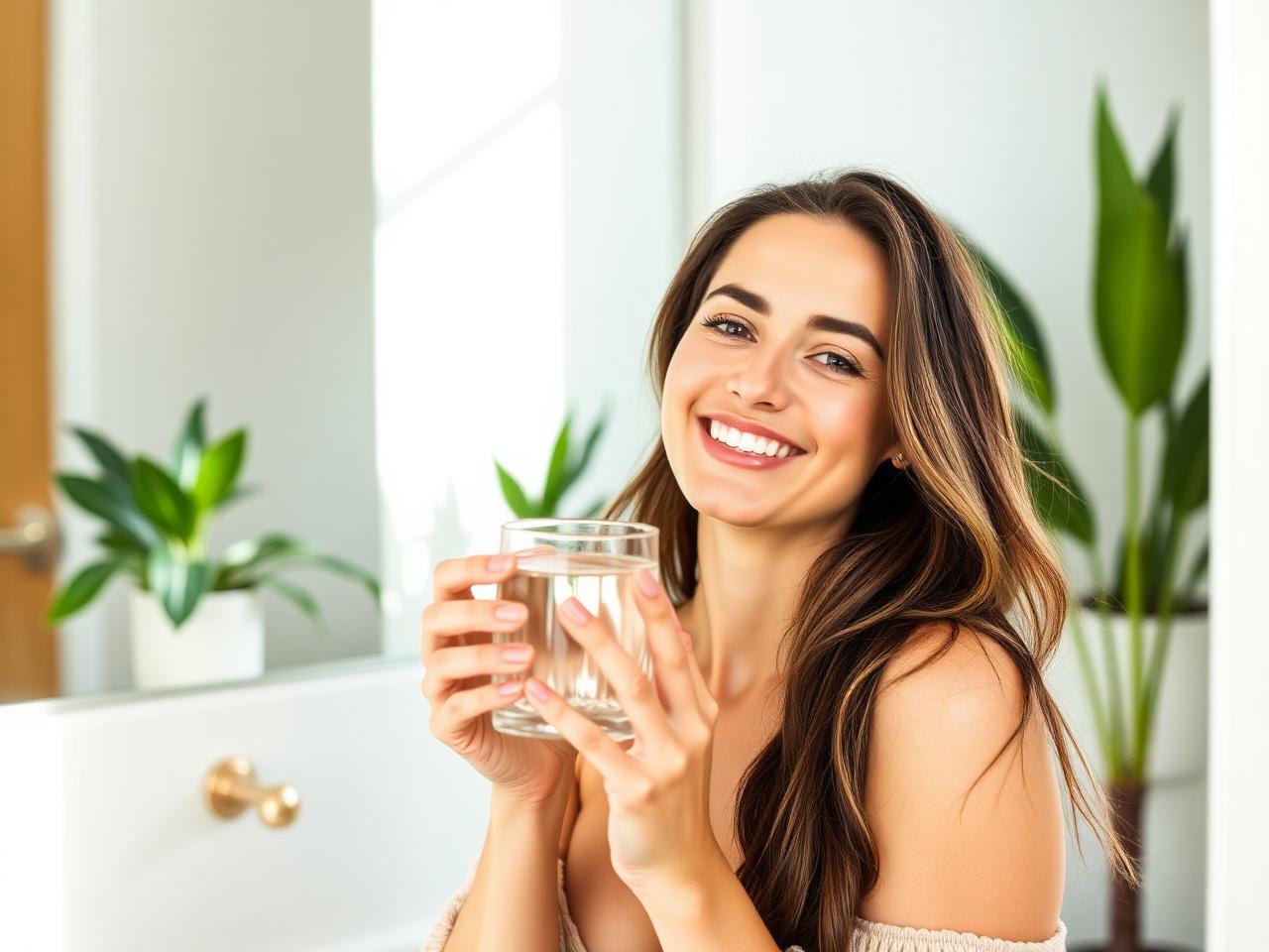 Swiss woman with glowing skin using BiomeCell